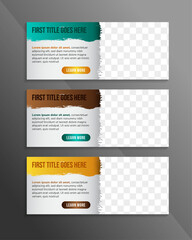 Poster - Brush strokes infographics options banner element. Vector illustration with space for photo. can be used for workflow layout, diagram, number options, web design. three steps information.