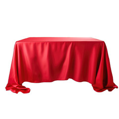 Red tablecloth standing  transparent background