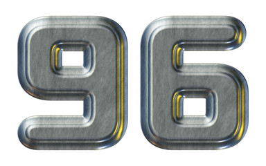 Poster - Number 96 with silver metallic style isolated on transparent background for education concept