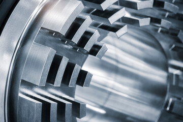 Poster - Metal part of a pharmaceutical grinder pump close-up, Industrial concept background.
