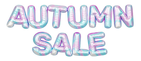 Wall Mural - Holographic balloon 3d text. Typography. 3D illustration. Autumn Sale.