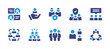 People icon set. Duotone color. Vector illustration. Containing team, friendship, population, collaboration, team leader, meeting, customer, family, protest.