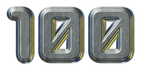 Poster - Number 100 with silver metallic style isolated on transparent background for education concept