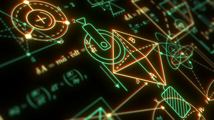 Wall Mural - technological scientific research.physics and mathematics. school background.illustration.