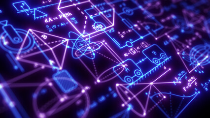 Wall Mural - technological scientific research.physics and mathematics. school background.illustration.
