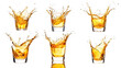 © morepiixel - Collection of PNG. A glass shot of tequila making toast with splash isolated on a transparent background.