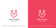 Heart couple logo design illustration. Silhouettes of people men women happy couples girlfriends dating loving affection. Creative abstract minimalist simple icon concept.