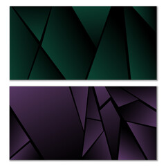 Abstract polygonal pattern. Set of two dark gradient polygonal backgrounds. Background design, cover, postcard, banner, wallpaper