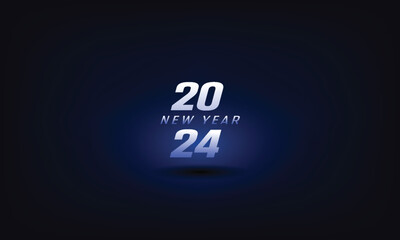 Poster - Happy New Year 2024celebration with bule light abstract clock on futuristic technology background, countdown concept.