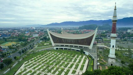 Wall Mural - Establish aerial of The Great Mosque of West Sumatra is the largest mosque in West Sumatra.