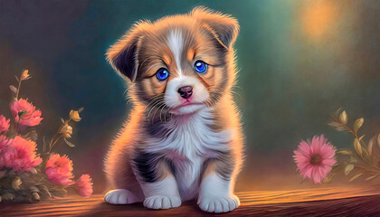 Cute and lovely puppy,illustration