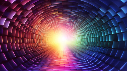 Canvas Print - colorful tunnel with a light inside, abstract art background