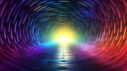 Canvas Print - colorful tunnel with a light inside, abstract art background