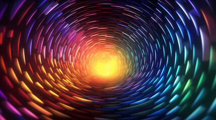 Wall Mural - colorful tunnel with a light inside, abstract art background