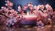 Orchid flowers adorning a lit candle isolated