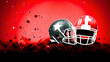 American football opponent teams helmets in red and gray color, red background with space for text , Super Bowl Sunday