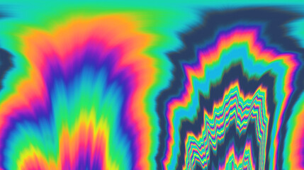 Aufkleber - 
A vivid and mesmerizing scene filled with neon-toned glitched patterns, elevated by an enchanting polarization effect, creating a vibrant and trippy backdrop.