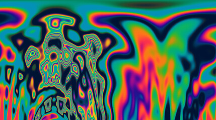 Poster - Dynamic neon polarized divots create a mesmerizing and vibrant background. Abstract psychedelic background.
