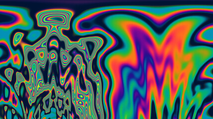 Poster - Dynamic neon polarized divots create a mesmerizing and vibrant background. Abstract psychedelic background.