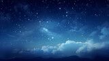 Fototapeta  - Sky background at night with bright stars The image of the dark sky filled with stars is beautiful and magical. Simulated and realistic images of memories of a night with a hazy sky and bright stars.
