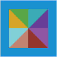 Poster - abstract background with squares, rectangles, rhombus and crosses. Vector illustration. Design elements with basic geometric shapes in full color. Simple and flat for various needs