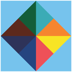 Poster - abstract background with squares, rectangles, rhombus and crosses. Vector illustration. Design elements with basic geometric shapes in full color. Simple and flat for various needs