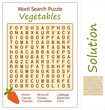 Word search puzzle vector (Word find game) illustration. Vegetables. English words. 