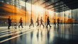 © VICHIZH - Meeting walking motion person airport crowd group hall rush business architecture blurred interior travel