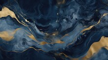 Texture Of Blue And Gold Marble Illustration Pattern