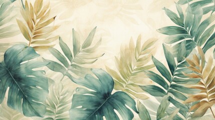 Wall Mural - Modern colorful tropical leaves pattern.