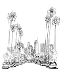 Fototapeta Londyn - Los Angeles. California. USA. Hand drawn city sketch. Vector illustration.