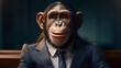 Photo of a chimp with a tie like a ceo of a big firm.Generative AI