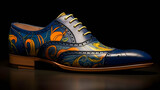 Fototapeta Tęcza - Every element of the artwork has been meticulously crafted, from the fine lines of the pinstripe suit to the intricate stitching on the shoes,Ai