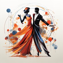 Couple Man And Woman Dancing. Vintage Dance Stock Vector Set Collection Of Abstract Vector Illustration, Image For Advertising, Banner, Magazines