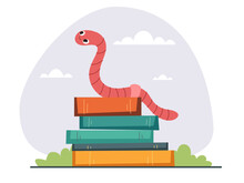 Bookworm Worm Book Library Education Knowledge Concept. Vector Flat Graphic Design Illustration
