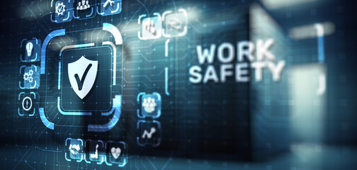 Work safety instruction standards law insurance industrial technology and regulation concept.