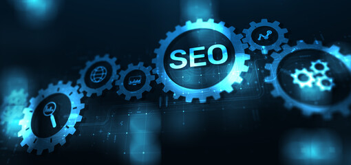 Wall Mural - seo - search engine optimisation, digital internet marketing concept on virtual screen.