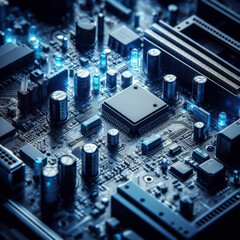 Poster - Technology chip motherboard. ai generative