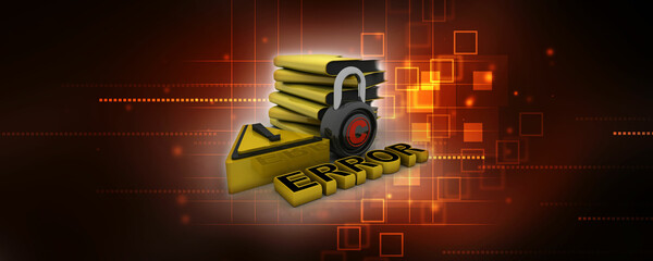 Poster - 3D rendering Yellow folder and lock. Data security concept