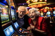 senior couple winning in a casino
