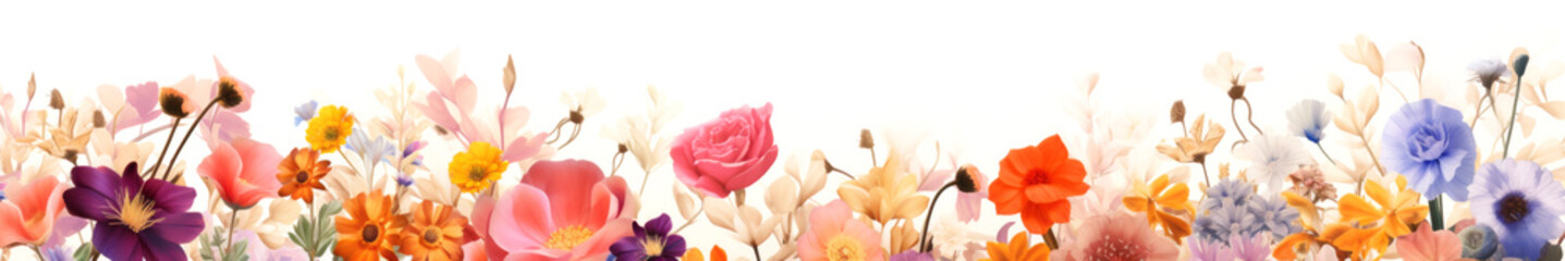 Wall Mural - abstract flowers white background pattern or banner, creative web site header or footer template