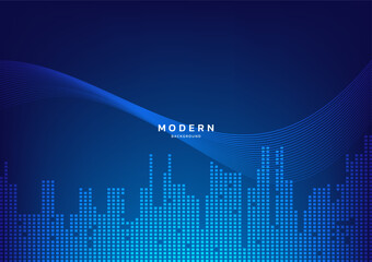 Poster - Modern city blue background New Trend. Abstract smooth line high tech. Concept technology, futuristic, Ai, network, business, online, financial, presentation, cover, advert