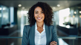Fototapeta Londyn - beautiful black woman businesswoman headshot portrait, business, career, success, entrepreneur, marketing, finance, technology, diversity in the workplace