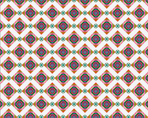 Seamless gradient geometric pattern with shapes in white background.