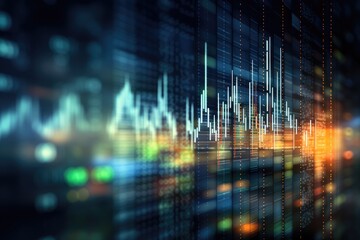 Poster - financial stock market graph on technology abstract background. Finance and investment concept. double exposure, Abstract stock market data on a digital screen, closeup with, AI Generated