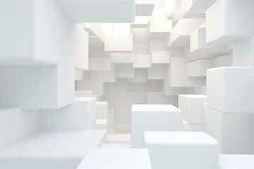 Fototapete - Abstract White Architecture Construction Background. 3d Render Illustration Design, Abstract white geometric background, 3D render, AI Generated