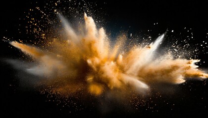 Wall Mural - wide design of abstract powder dust explosion over black background