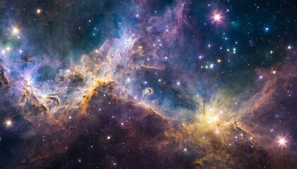 Wall Mural - glowing huge nebula with young stars space background