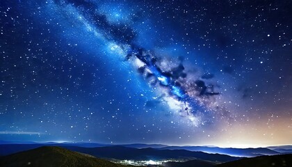 Wall Mural - night starry sky and bright blue galaxy vertical background