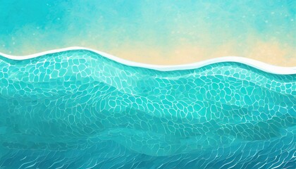 Wall Mural - ocean water wave copy space for text blue teal turquoise happy cartoon wave for pool party or ocean beach travel web banner backdrop background graphic